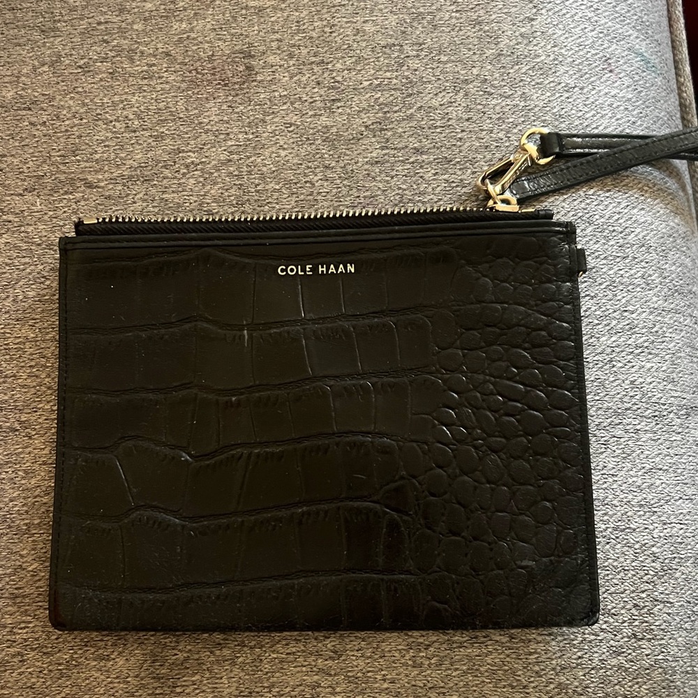Cole Haan Black Leather Wristlet